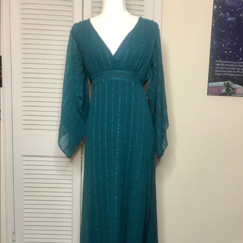 NWT Teal Kimono-Like Maxi Dress - Size Small - Picture 2 of 6